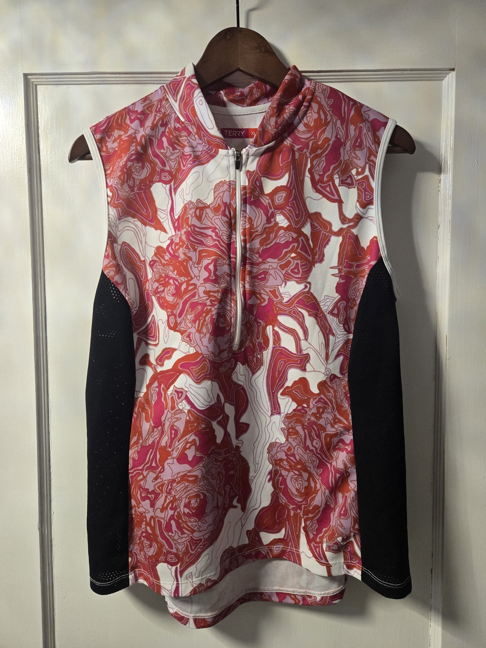 Terry Sleeveless Zip-Front Cycling Jersey in Pink & Orange Floral